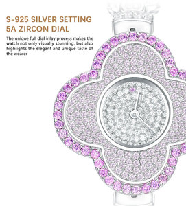 Reloj de Pulsera de Lujo para Mujer, Plata S925, Movimiento de Cuarzo Suizo, Cristal Rosa, Zirconia 5A, Baño de Rodio, Diseño de Trébol, OEM - Product Image 3