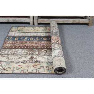 Tapis turc vintage, tapis de 2,8 x 4 pieds, tapis marron bleu à motifs floraux - Product Image 5