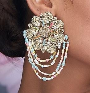 ต่างหูลูกปัดสีน้ำเงินแบบแมนตรา ต่างหูลูกปัดหลายเม็ดแบบสั่งทำ ต่างหูสำหรับผู้หญิง เครื่องประดับงานปาร์ตี้ ราคาดีที่สุด ต่างหูลูกปัด - Product Image 5