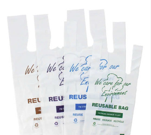 Bolsas de Compras de Plástico LDPE/HDPE Reciclables con Refuerzo Lateral - Bolsas de Supermercado Tipo Globo - Buen Precio, Listas para Exportar a Muchos Países - Product Image 1