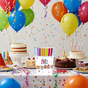 Vasos de Papel para Fiesta, Feliz Cumpleaños, 266 ml, 8 Piezas, Artículos Desechables para Fiestas - Product Image 3