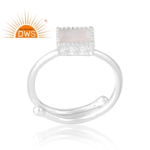 แหวนพลอย925สีเงินสเตอร์ลิงสีรุ้งและพระจันทร์ตามธรรมชาติสำหรับเป็นของขวัญสำหรับผู้หญิง - Product Image 1