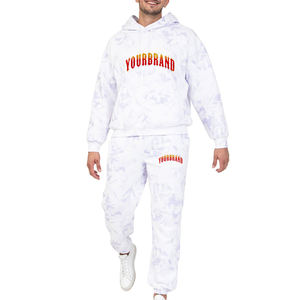 Survêtements d'hiver légers et écologiques personnalisés Regular Fit pour hommes survêtements à broderie abîmée Ensemble de jogging évasé deux pièces - Product Image 1