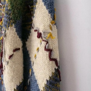 เสื้อสเวตเตอร์ถักแขนยาวสีชมพูคอกลมแขนยาวเสื้อสายเดี่ยวสีพื้นสำหรับผู้หญิงฤดูใบไม้ร่วงฤดูหนาว - Product Image 4