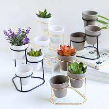 Pot de fleur en métal enduit de poudre et support de jardinière pour décor d'entrée ou de salle à manger de salon - Product Image 5