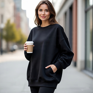 เสื้อสเวตเตอร์แบบสั้นสำหรับผู้หญิงเสื้อครอปคอลูกเรือกลางแจ้งดีไซน์ตามสั่ง - Product Image 4