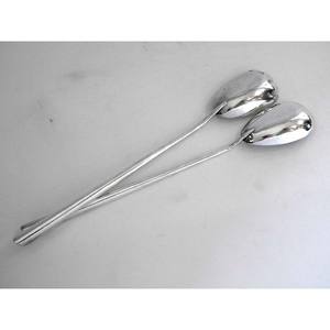 Royal Design Flat Long Rectangular Shape Gold Pulido Mango Acero inoxidable Plateado Juego de servir ensalada para boda - Product Image 2