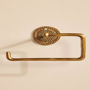 Porte-papier toilette argenté orné, plaque arrière en relief floral, matériel de salle de bain vintage, disponible au prix de gros. - Product Image 6