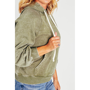 Sudadera con capucha lavada con ácido con logotipo personalizado, ropa de calle pesada, Sudadera con capucha desgastada vintage de 500GSM para mujer - Product Image 6