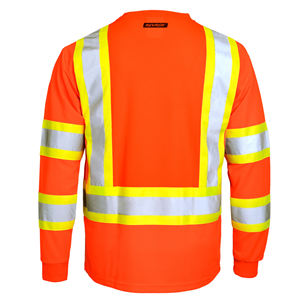 <b>Hi</b> <b>Vis</b> Safety Shirts Type R Class 3 High Visibility <b>Orange</b> Warehouse Safety Shirts Reflective Quick Dry Breathable Long Sleeve - Product Image 4