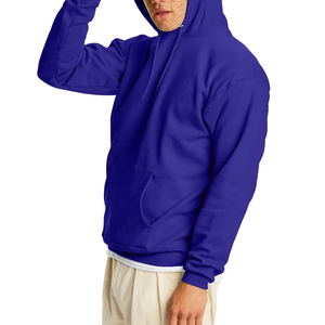 Sudaderas con capucha de algodón 100% para hombre, sudaderas lisas de manga larga ajustadas de Color sólido ODM, cuello estampado de lana de invierno - Product Image 3
