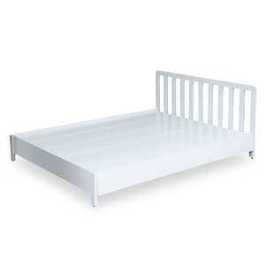 Base de Cama con Estructura de Hierro de Diseño Minimalista, con Madera de Caucho, Ensamblaje Estable, Acero Pintado en Blanco/Negro GN68049 - Product Image 1