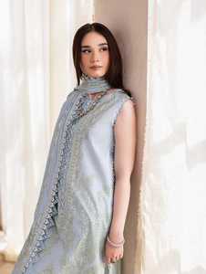 Tela de césped con estampado de algodón blanco paquistaní, conjunto Dupatta informal, noche modesta Salwar Kameez para niñas, cintura Natural lavable - Product Image 4