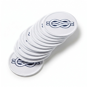 Wholesale Custom Patch Maker Oval Nautical Rope Infinity Knot Badge Beige Twill Cream Border <b>Iron</b> <b>On</b> Applique - Product Image 2