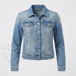แจ็คเก็ตยีนส์ดิบสำหรับผู้หญิงไซส์ใหญ่ ขายส่ง สำหรับฤดูใบไม้ร่วงและฤดูหนาว  รับทำโลโก้ ผ้าฝ้ายยืด ดีไซน์ใหม่ แฟชั่นทันสมัย สีตามสั่ง - Product Image 1