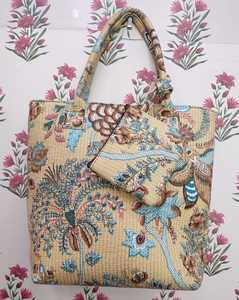 Custom Made in Light Pastel Colours,<b>quilted</b> Jungle <b>Book</b> Hand Bags in Size 18 Inch Width & 15 Inch Length for Multi Purpose Use - Product Image 3