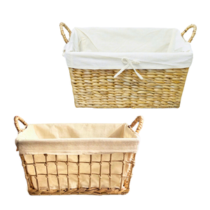 Handcrafted <b>WATER</b> <b>HYACINTH</b> <b>STORAGE</b> <b>BASKET</b> Decorative <b>Water</b> <b>Hyacinth</b> <b>Basket</b> with Metal Frame Ideal for Display or <b>Storage</b> - Product Image 1