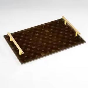 Elegante bandeja de servicio navideña con mango dorado con acabado esmaltado adhesivo impreso ecológico para fiestas de bodas de hoteles - Product Image 4