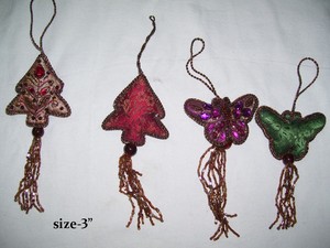 Haut de gamme fait à la main simple face broderie ornement suspendu arbre étoile papillon coeur élégant boule de noël décoration d'arbre - Product Image 2