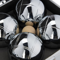 Jeu de boules de pétanque en acier inoxydable, jeu de bocce durable et portable pour le jardin avec boîte en bois