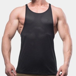 <b>Fishnet</b> Mesh See-Through Polyester Flatlock Seam Tank Top Bodybuilder Gym Muscle Fitted Tank Top With Close Strap For Power Lift - Product Image 1