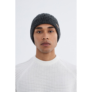 Gorro de Punto Suave para Hombre, Color Gris Oscuro, Acrílico, con Logotipo Simple, Flexible, Básico, Doble Capa, para Todas las Estaciones, Hecho en TR, Ideal para Deportes de Invierno - Product Image 2