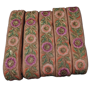 ลูกไม้ปักลายดอกไม้สีสันสดใสหรูหราด้วยดีไซน์ที่ซับซ้อนสำหรับงานสร้างสรรค์สำหรับเจ้าสาวแฟชั่นและการตกแต่งบ้าน - Product Image 1