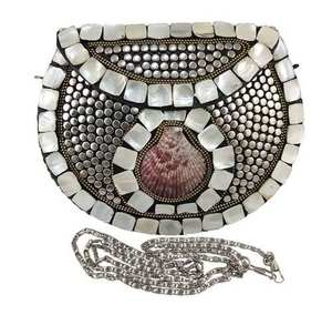 Bolso de mano de metal con concha de nácar, artículo de moda - más vendido - bolso de mano moderno hecho a mano - Product Image 1
