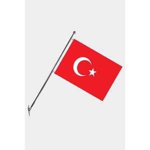 Ensemble de mât de drapeau télescopique mural pour la Turquie avec bannières en polyester imprimées numériquement - Product Image 1