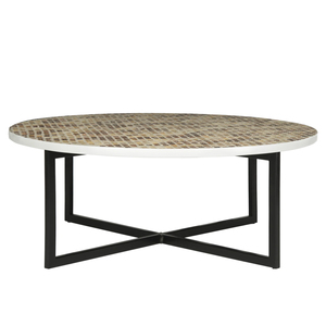 โต๊ะกาแฟเปลือกหอยสุดสร้างสรรค์โต๊ะสำหรับห้องนั่งเล่นทำจากโลหะประดับมุก - Product Image 1