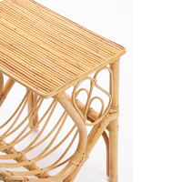 Table d'appoint en rotin faite à la main avec porte-revues |   Table d'appoint moderne en bambou naturel |   Meubles de salon