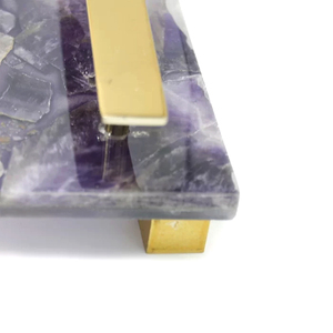 ถาดเสิร์ฟหินอ่อนพร้อมด้ามจับสีทองถาดหินอ่อนพร้อมที่จับสีทอง - Product Image 3