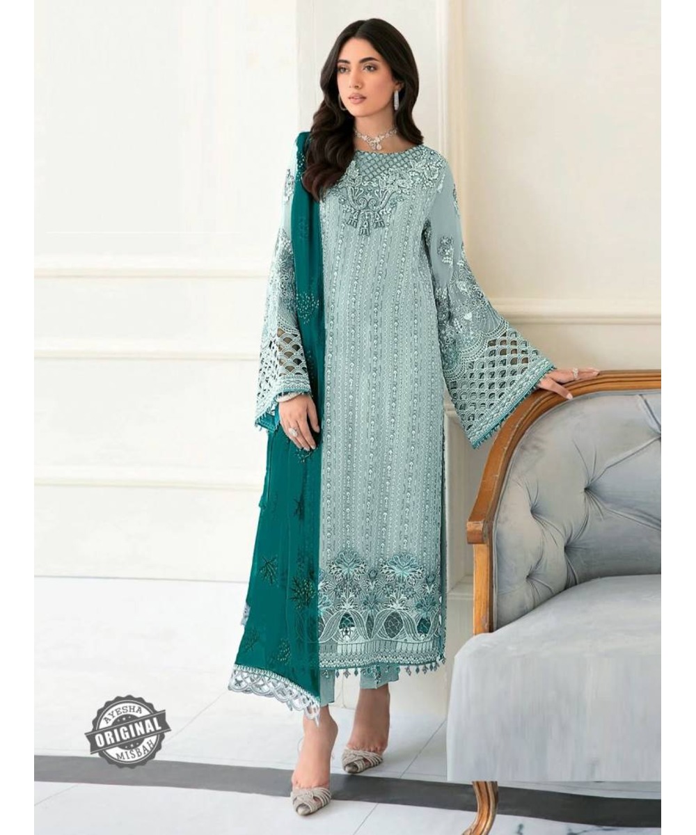 sachin and babi light blue dress Saya  Printed Lawn Embroidered Dress