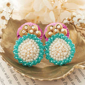 Boucles d'oreilles créoles avec perle en céramique, boucles d'oreilles multi-perles personnalisées, bijoux de fête pour femmes au meilleur prix, boucles d'oreilles à perles - Product Image 2