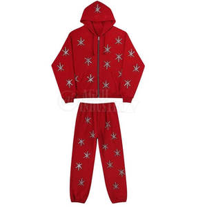 ชุดวอร์มผู้ชายแบบมีฮู้ดน้ำหนักเบาคุณภาพพรีเมียมขายส่ง ประดับด้วยคริสตัล สำหรับใส่ลำลองหรือวิ่งออกกำลังกาย - Product Image 2