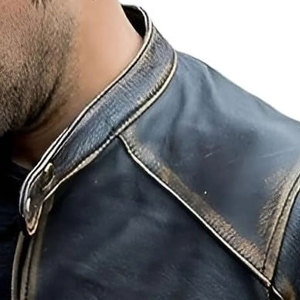 Col montant sur mesure Vêtements d'hiver Vestes pour hommes Veste en cuir de vachette avec fermeture éclair Veste en cuir à la mode pour hommes - Product Image 4