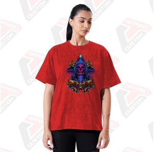 Camiseta de lavado ácido para mujer con estilo, suave, de moda, cómoda, con pana batik de mezclilla ecológica para el verano - Product Image 1