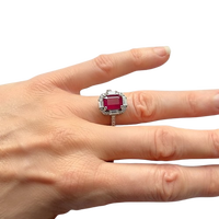 Bague de fiançailles certifiée en argent sterling 925 avec rubis taille coussin serti à griffes, faite à la main, style bohème, cadeau de mariage ou de fête, bijoux pour