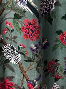 Vintage Style Velvet <b>Curtain</b> Sage Green Bird Prin Boho <b>Drapes</b> Cotton Luxury Cotton Velvet Vintage Style Home Decor Cotton Luxury - Product Image 1
