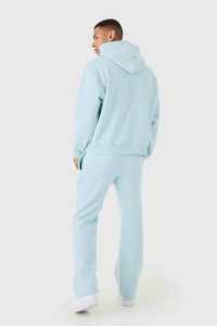 Ensemble survêtement orange surdimensionné avec logo personnalisé, fermeture éclair, broderie usée, effet délavé, poches avant, fermeture éclair, sweat-shirt et pantalon de survêtement - Product Image 6