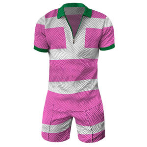 Ensemble de survêtement décontracté deux pièces pour homme, respirant, avec fermeture éclair, sweat-shirt à manches courtes et short, idéal pour la détente et le style urbain - Product Image 2