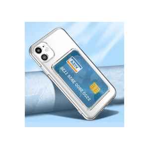 Coque en silicone transparente avec porte-cartes, anti-traces de doigts, antichoc, coque arrière transparente en TPU pour iPhone 12 11 Pro 14 Plus XR - Product Image 4