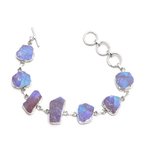 Bracelet en argent sterling 925 serti de pierres précieuses multicolores, pierre de lune arc-en-ciel, bijoux en or vermeil pour femme, cadeau de fête - Product Image 1