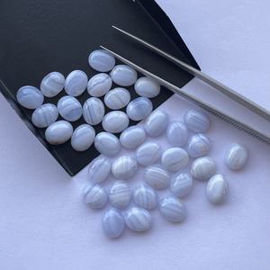 10mm 20mm naturel bleu dentelle Agate pierre lisse ovale dos plat lâche calibré Cabochons pour la fabrication de bijoux collier boucle d'oreille - Product Image 3