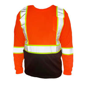 เสื้อคอกลมแขนยาวแบบสองสีสะท้อนแสงมองเห็นได้ชัดเยี่ยมสำหรับฤดูใบไม้ผลิและฤดูใบไม้ร่วงเสื้อมีกระเป๋าและซี่โครง - Product Image 3