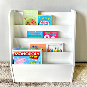 Montessori Furniture White Wood Bookcase for Kids Assembly Required <b>Nursery</b> Storage Organizer and <b>Book</b> Rack - Product Image 6