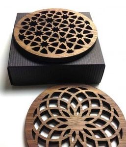 Posavasos personalizado moderno respetuoso con el medio ambiente 3,75 sublimación Hardboard Mdf Squarestone con posavasos trasero de corcho - Product Image 2