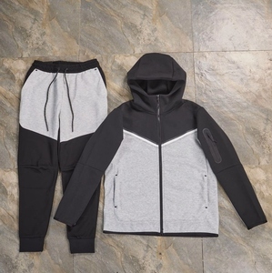 Nouvelle tenue de sport technique pour homme de qualité supérieure, sans CTA, ensemble de deux pièces, sweat à capuche zippé avec motif imprimé, polaire technique - Product Image 3