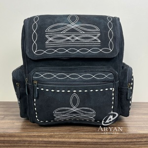 Genuine Leather Boot Stitch Suede Leather Diaper Backpack Multi Functional Laptop Compartment Side Pocket <b>Men</b> & Women Backpacks - Product Image 1