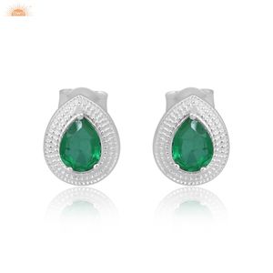 Hermoso doblete zambiano Esmeralda cuarzo piedra preciosa forma de pera diseñador hecho a mano mujeres pendientes boda pendientes para novia - Product Image 2